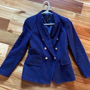 Perfect Spring jacket from Banana Republic textured navy double-breasted blazer